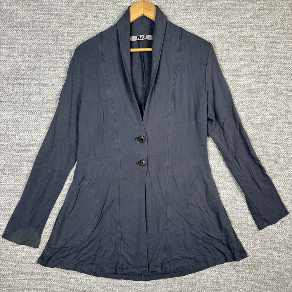 Flax Sz S Gray Jacket Button Front Blazer Soft Fit Flare Capsule‎ Long Lagom